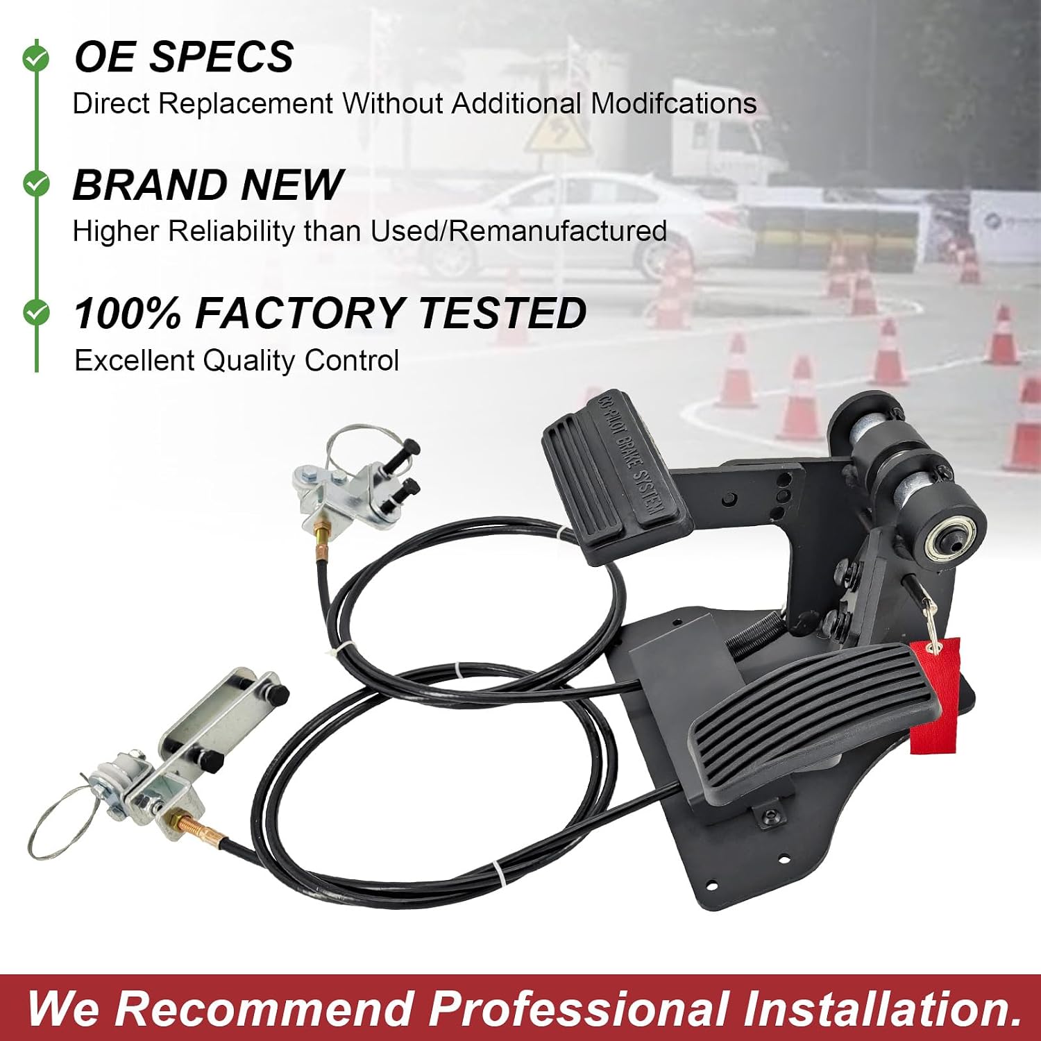 ACAR-B2 Right Hand Drive Conversion Kit - Passenger Side Dual Gas and Brake Pedals for Driving School/Instructor Car, Universal Fit for RHD Vehicles, Easy Installation