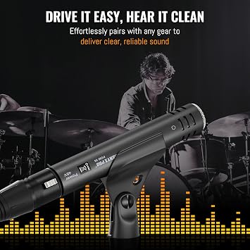 Phenyx Pro PDM35 Overhead Condenser Microphone, Cardioid Microphone with Wide Frequency Response Range, XLR Connector, Pencil Stick Condenser Mic for Hi-Hat, Percussions, and String Instruments