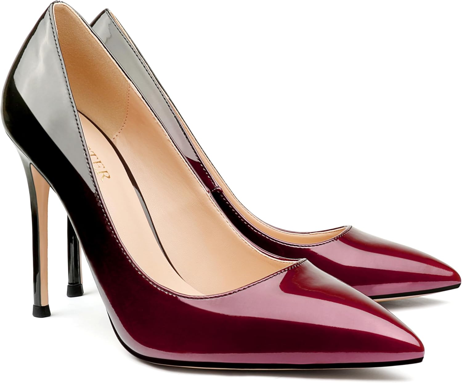 COLETER Women's 4 Inch Pumps Pointy Toe Wedding Dress Shoes Slip on Stiletto Pumps