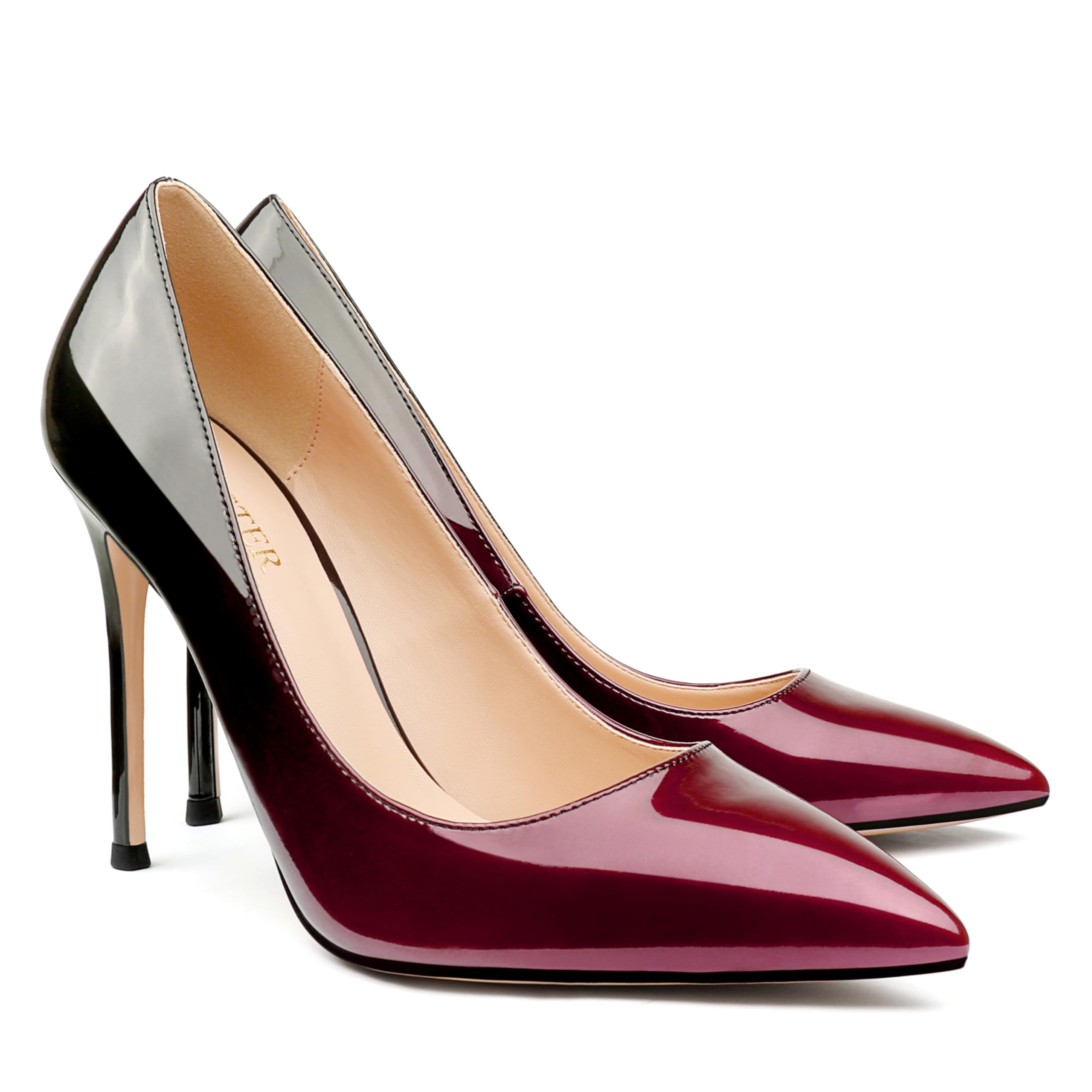 COLETER Womens 4 Inch Pumps Pointy Toe Wedding Dress Shoes Slip on Stiletto Pumps