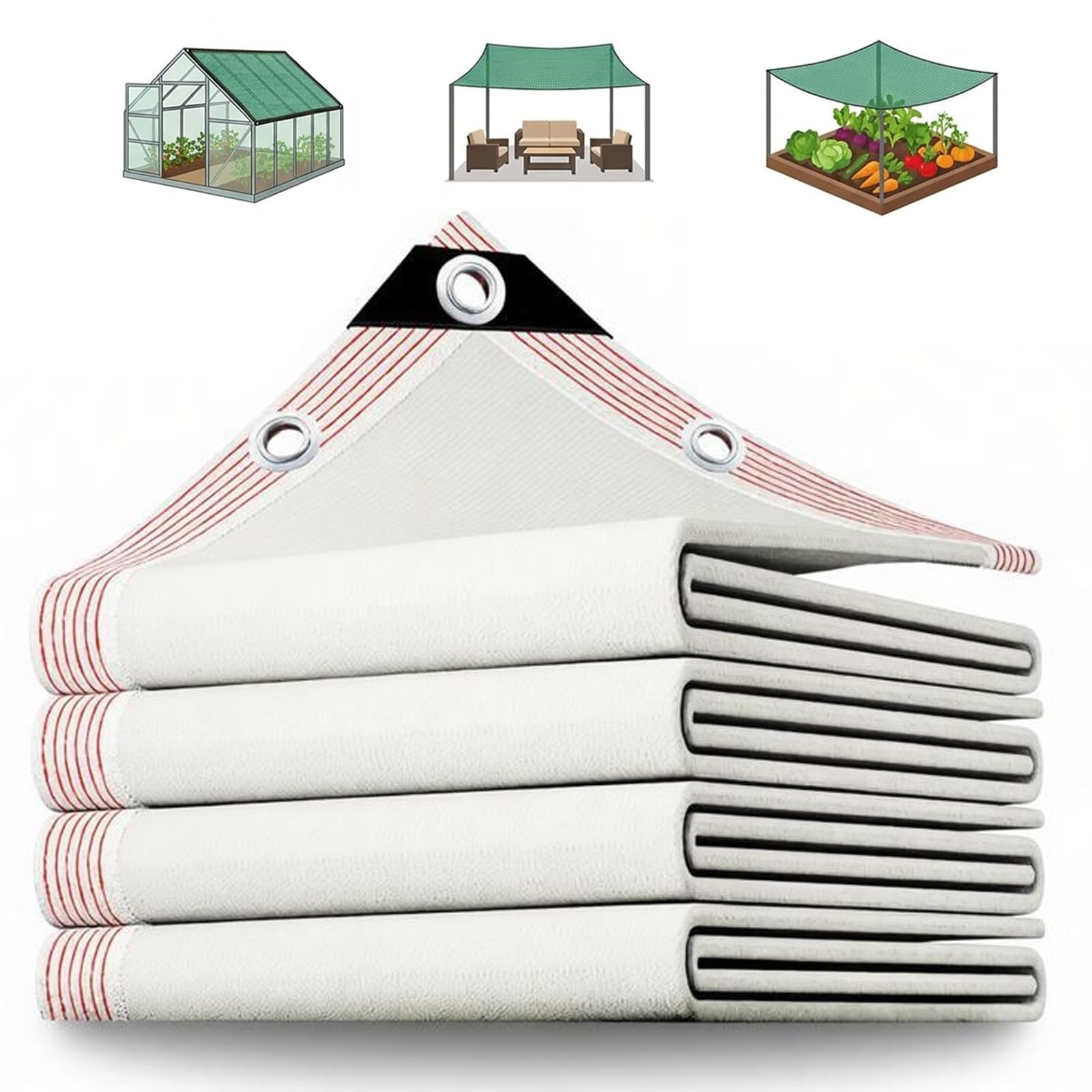Lona de malla resistente con bloqueo UV con ojales reforzados, 70% tela de sombra para invernadero, gallinero, patio y jardín, cubierta de lona blanca de 1 m x 2 m