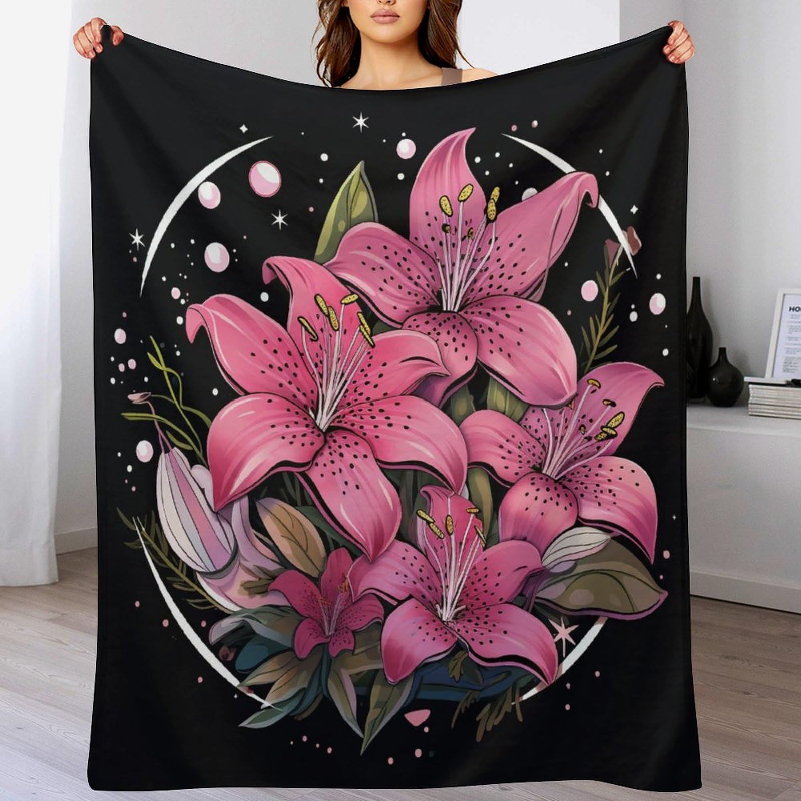 Couverture polaire fleur en flanelle douce et finitions haut de gamme