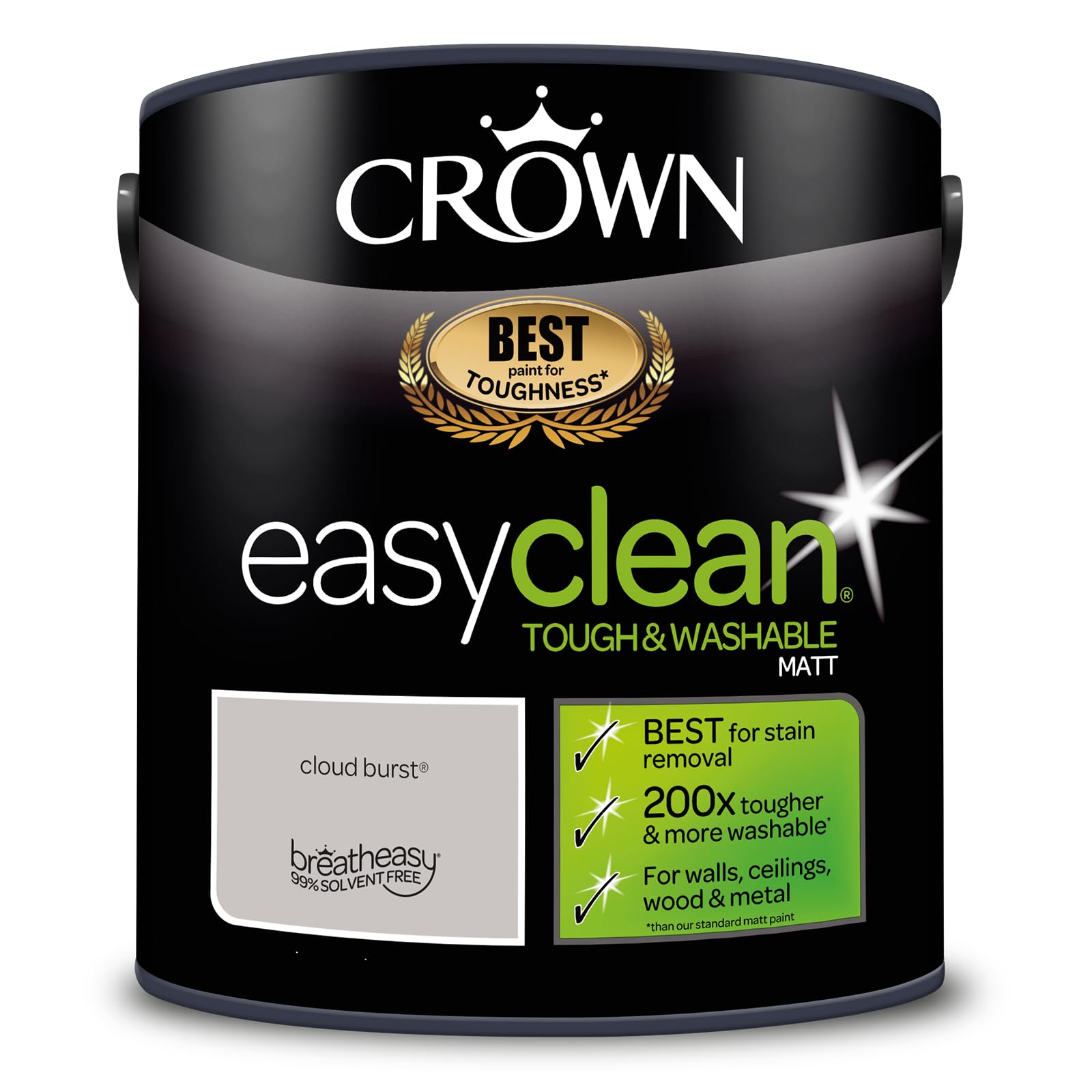 Crown Easyclean Matt Emulsion Paint 2.5L Cloud Burst