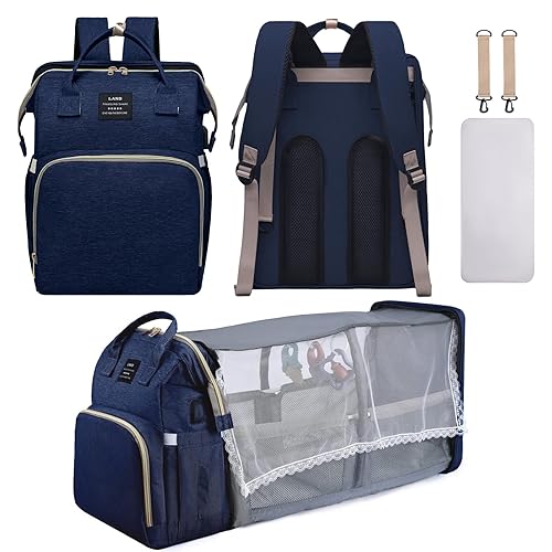 Miniatura 9 de Mochila para pañales, bolsa de pañales multifuncional para bebés, Negro -, Bolsa de pañales para bebé Negro -,Azul,Gris,Verde,Rosado