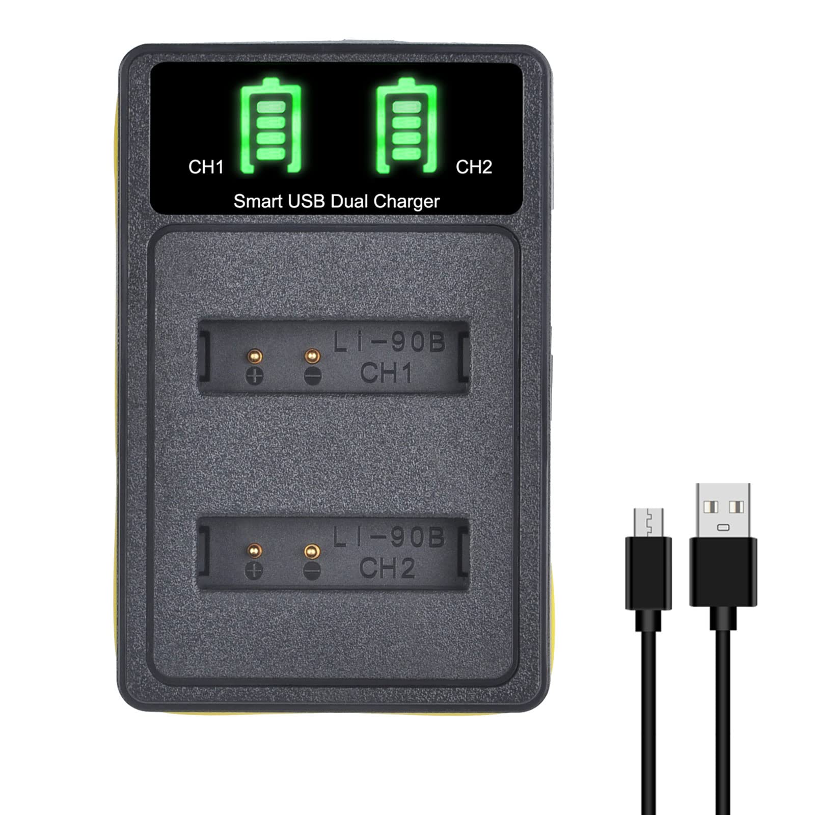 DuraPro 2 x bateria LI-92B + ładowarka USB LED z portem typu C kompatybilna z Ricoh DB-110, Ricoh GR III, GR IIIx, Theta X, WG-6, G900; Olympus SH-1, SH-2, SH-50, SH-60, TG-1