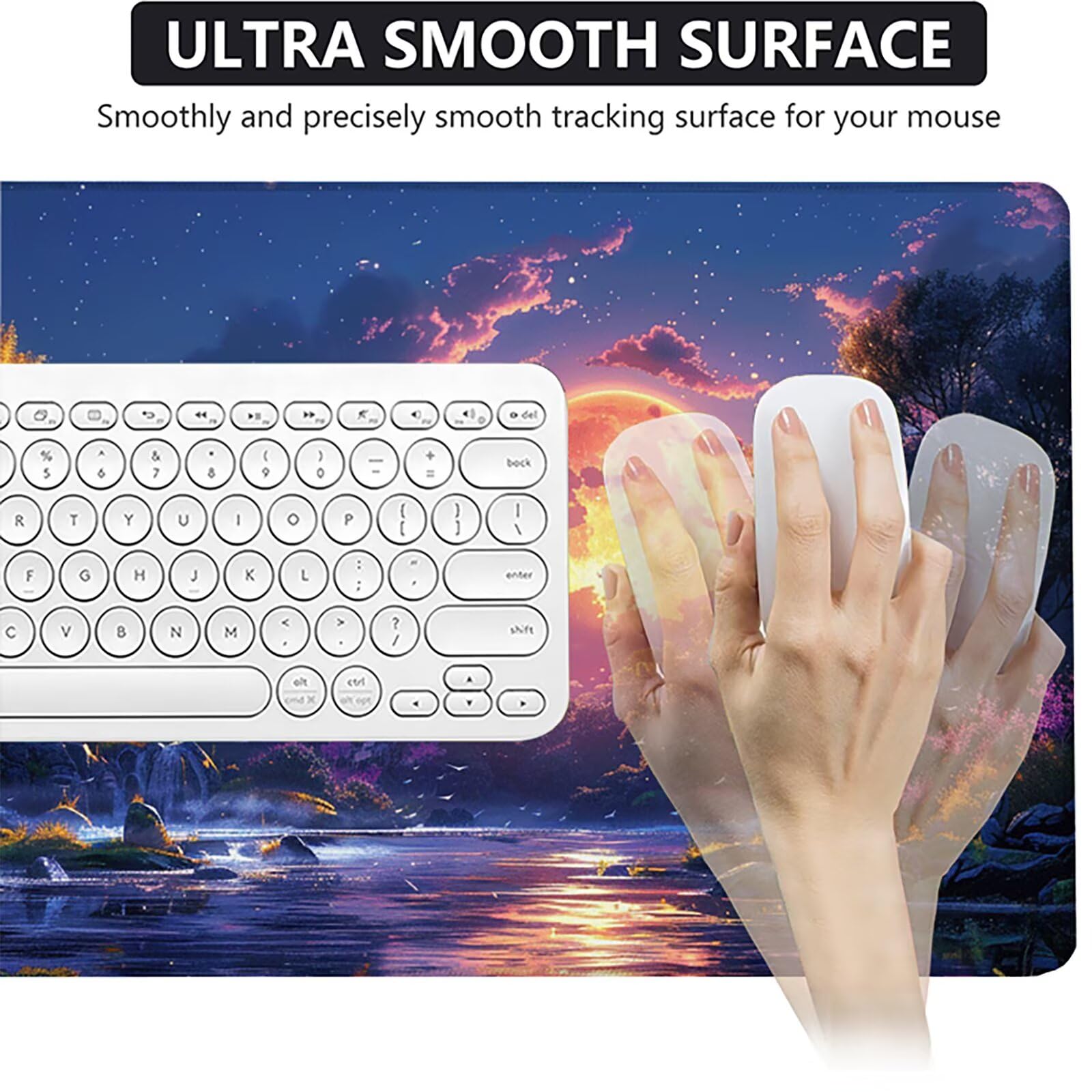 Luna Alfombrilla Ratón Gaming XXL 1500 x 800 mm, Alfombrilla Gaming Verde Mousepad con Base de Goma Antideslizante, Impermeable Desk Mat para Teclado y Raton, Accesorios Gaming, Regalos de Hombre 8-M