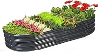 Vista 1 de Cama de Jardín Elevada Caja de Plantador Galvanizado para Exterior, Cama de Jardín de Metal Resistente a la Podredumbre para Vegetales, Flores