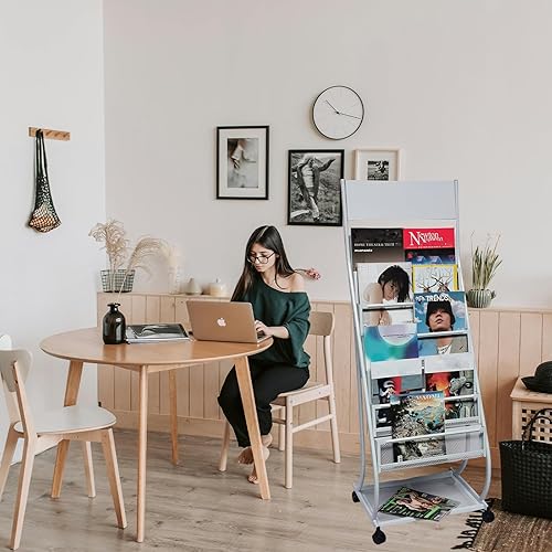 Miniatura 10 de Otitotem Floor-Standing Magazine Rack magazine holders 6 Tiers Storage Rack Brochure Display Rack, OfficeHotelCommercial Show Poster