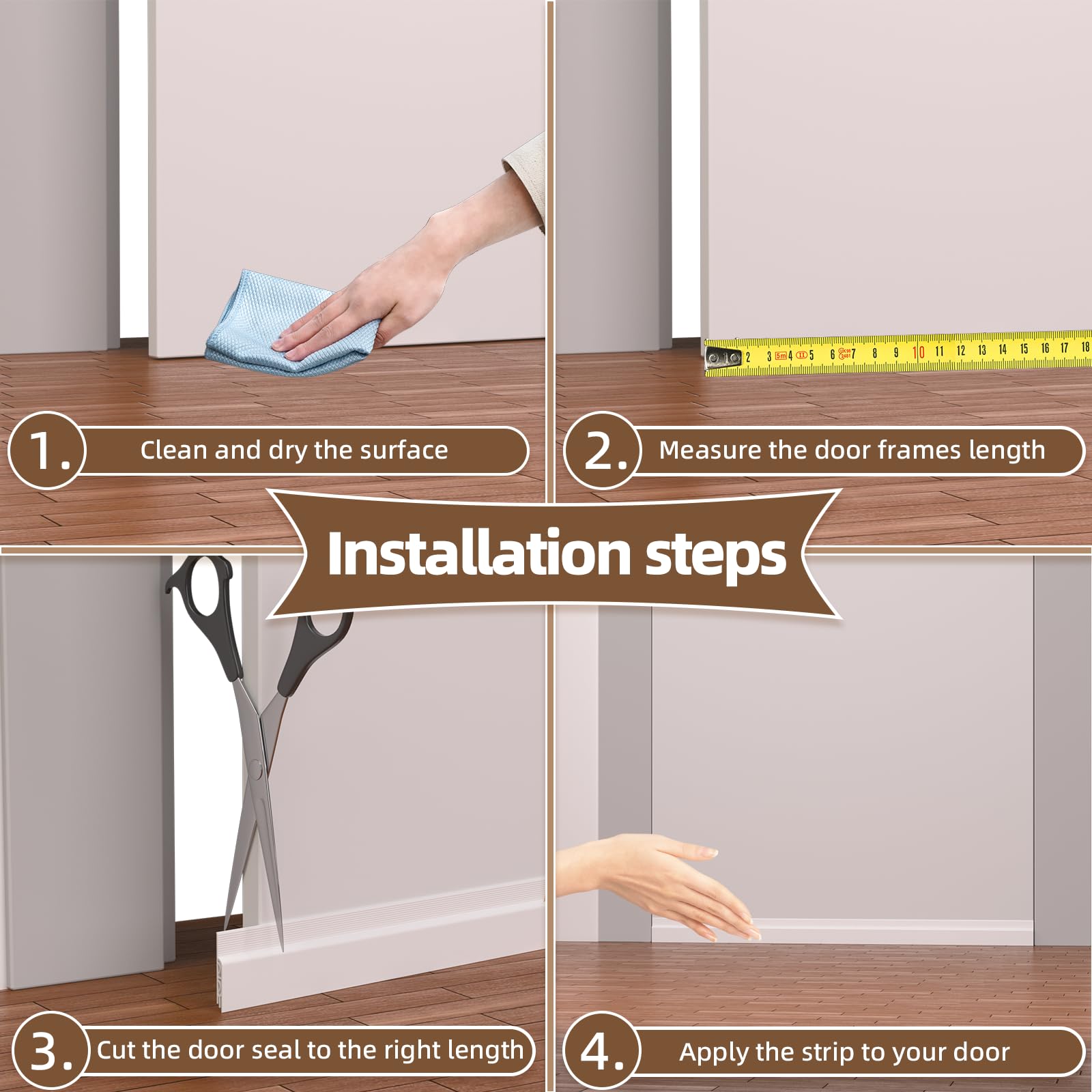 Door Draft Stopper with Brush, 39" Door Sweep for Bottom of Door, Self Adhesive Weather Stripping for Bottom of Door, Under Door Seal Dust/Noise/Hot or Cold Air Insulation — Amazon image 8
