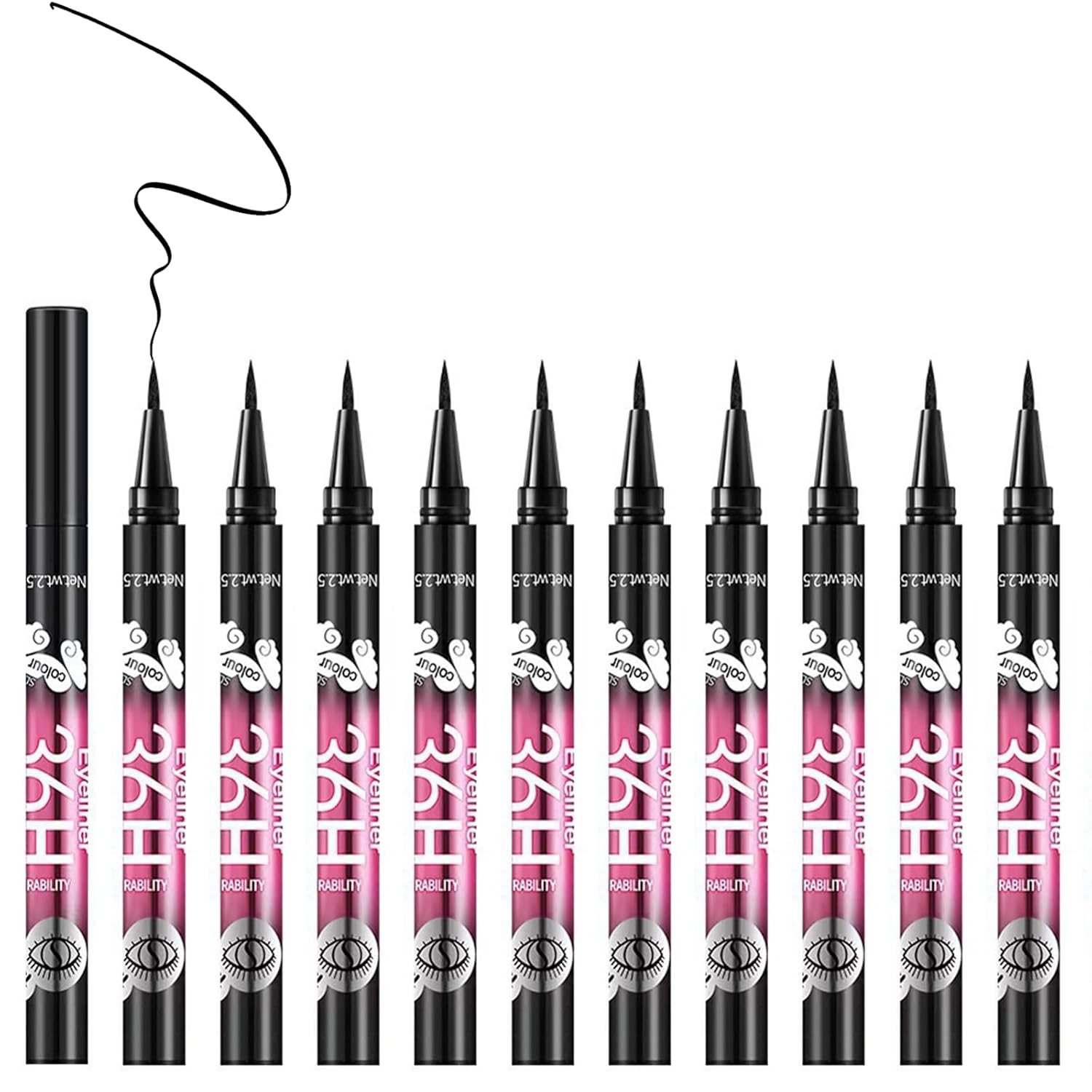 12 Pcs Black Eyeliner Pen, Long-Wearing & Waterproof Eyeliner, Quick-Drying Liquid Eye Liner, Smudge-Resistant Black Eye Liner for All Skin Tones, Highly-Pigmented Eye Makeup 12 Pcs Black Eyeliner Pen, Long-Wearing & Waterproof Eyeliner, Quick-Drying Liquid Eye Liner, Smudge-Resistant Black Eye Liner for All Skin Tones, Highly-Pigmented Eye Makeup