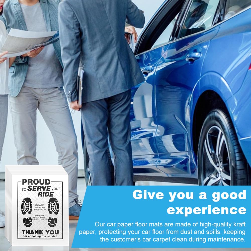 50Pcs White Car Paper Floor Mats Disposable Car Carpet Protector Paper Floor Mats for Automotive Vehicle Shops Buses — view 5