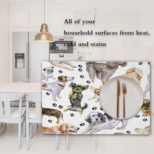 Miniatura 7 de Animal Dog Decor Placemats Set of 4 Table Mats Washable Placemat Waterproof Place Mats for Party Home Dining Table Decor 18x12 in