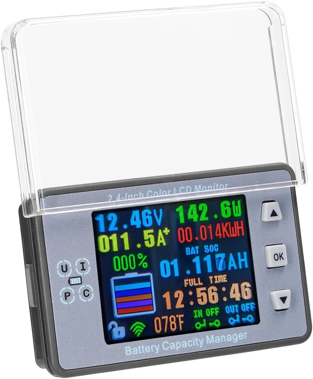 2.4 Inch Wireless Voltage Meter Ammeter Voltmeter Coulometer Battery Power Detector Battery Capacity Tester Real-time Battery Monitor