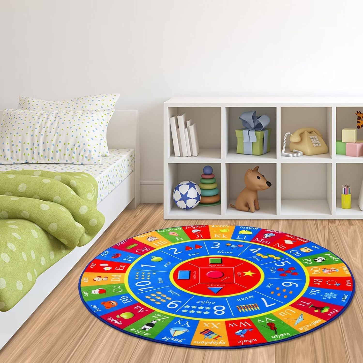 NANAN Kids Rug 4x4 Play Mat for Babies and Toddlers, Circle Rug for Kids' Room, Nursery or Classroom