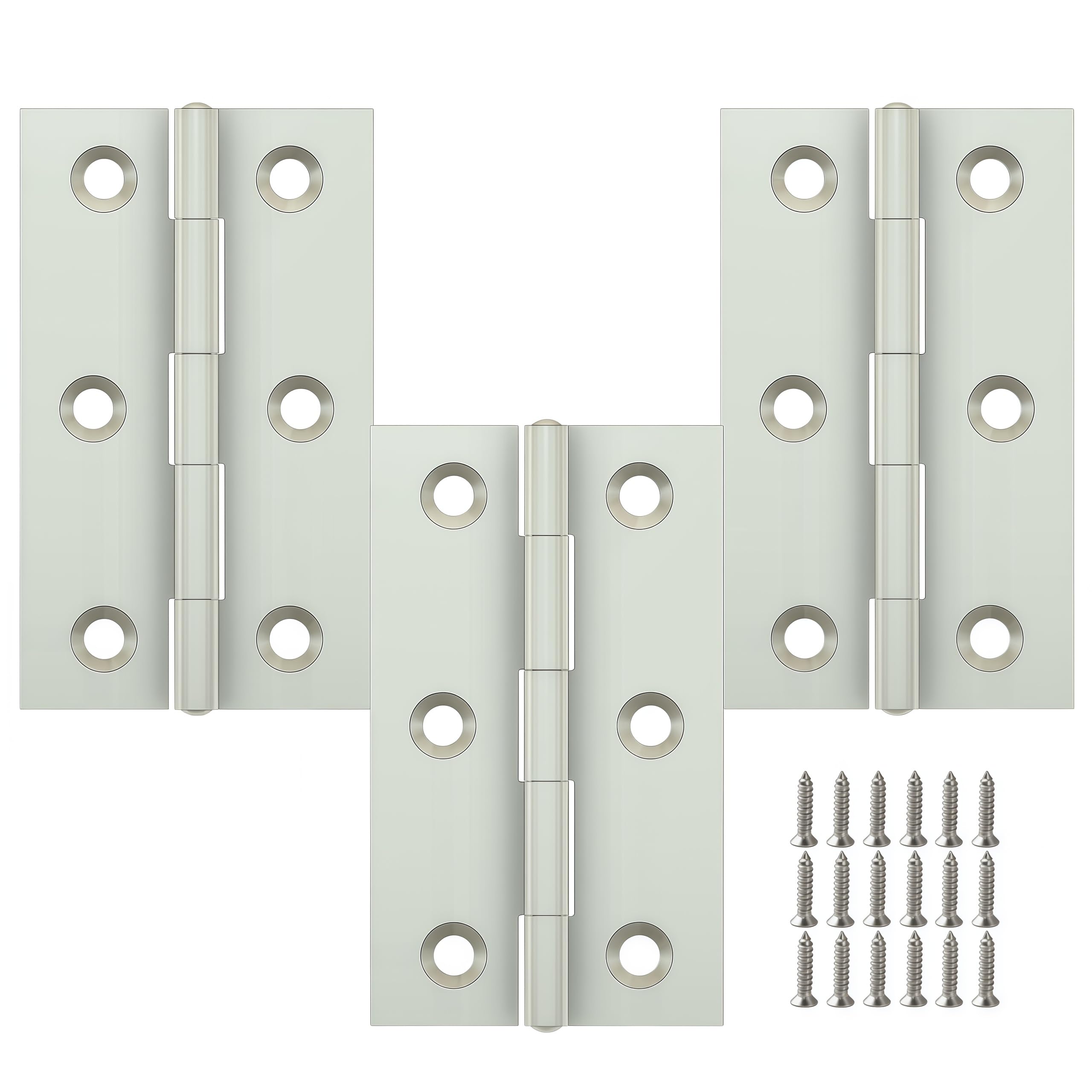 Vbnexyr Regular 3 Pack Stainless Steel Folding Hinges For Cabinets Casement Hinges And Door/Window Hardware With Screws 68 * 40 * 1.0Mm