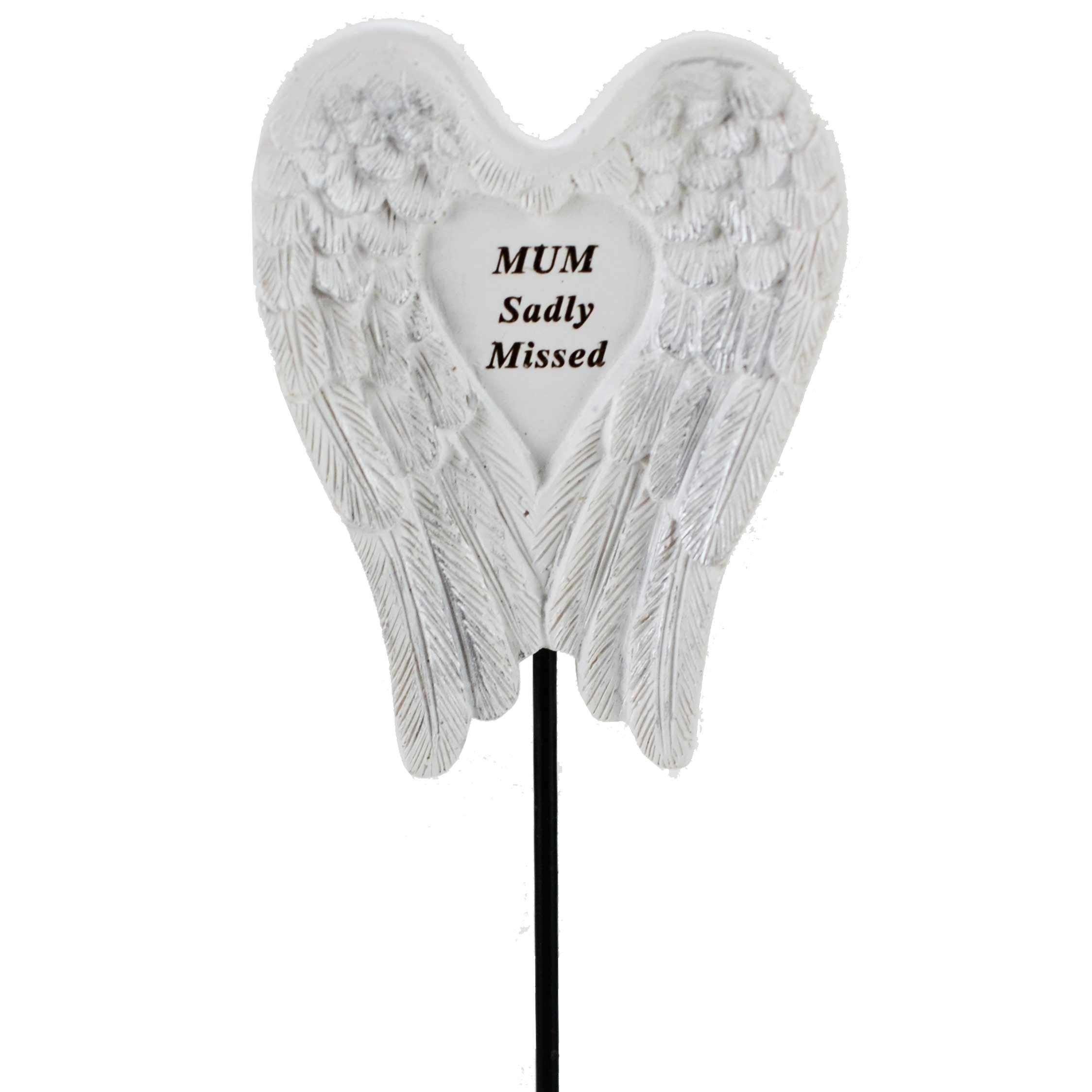 Angraves Sadly Missed Mum Angel Wings Memorial Tribute Stick Graveside Plaque