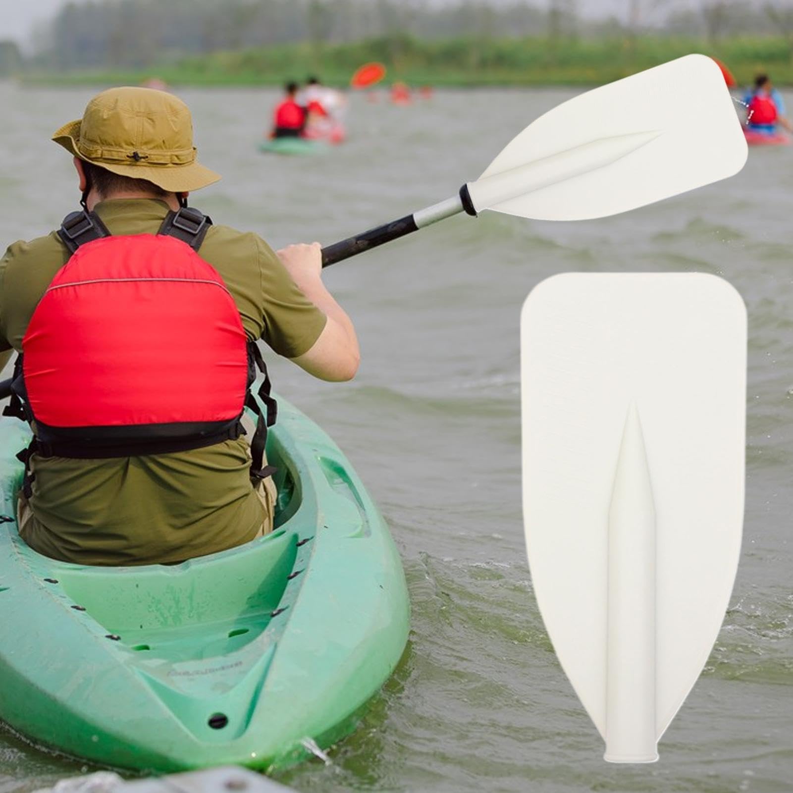 Generico Pagaia per Canoa - Alluminio ergonomico | Remo da Kayak o Barca | Larga Piatta Resistente, Pala in PP Spesso, Accessorio Portatile per Fiume, Vasca, Navigazione 38,8x18,1cm