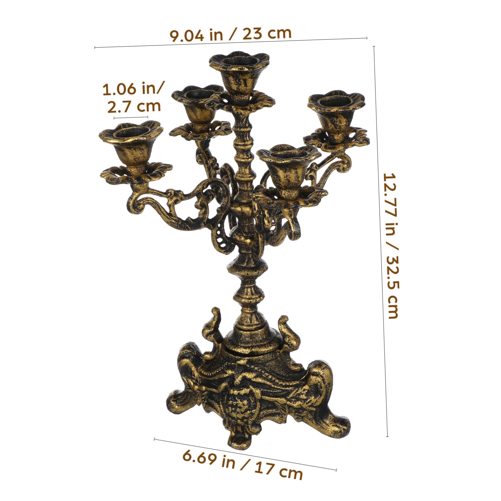 Candelabro de Hierro Fundido Dorado Estilo Retro para Mesa