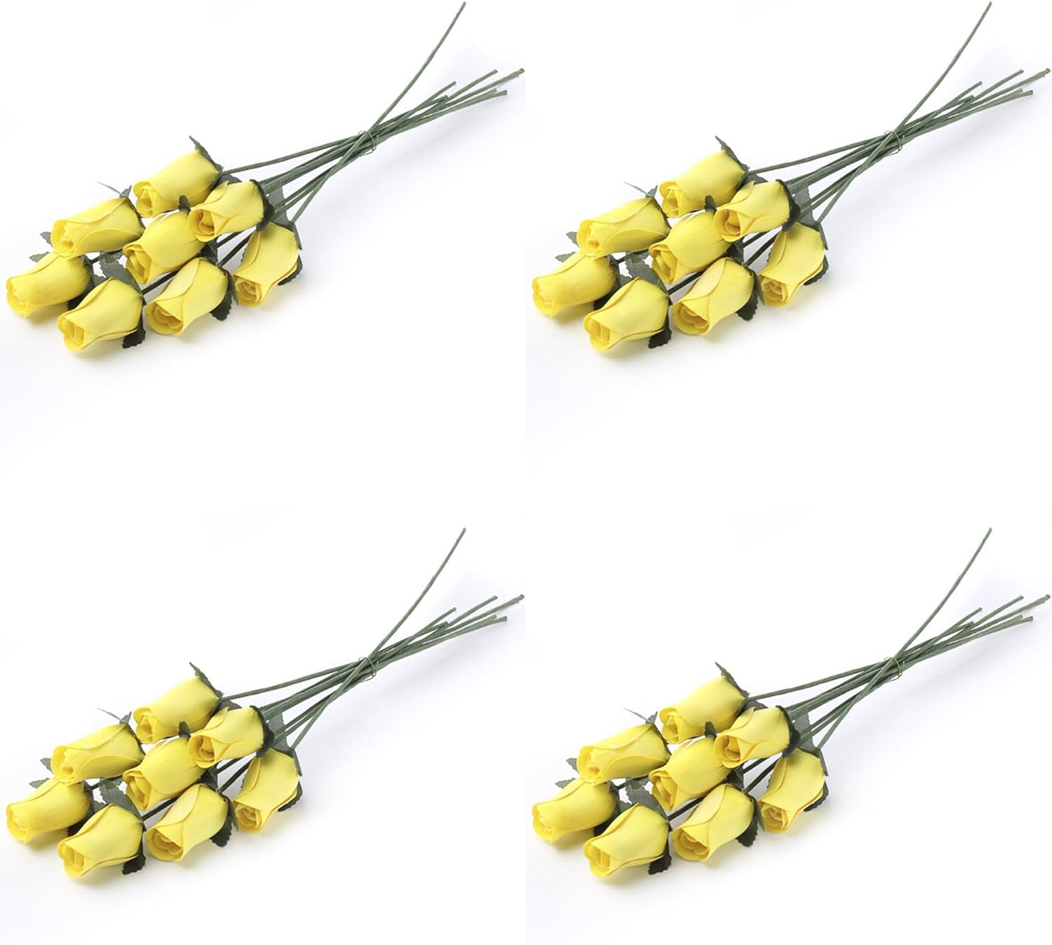 Factory Direct Craft Yellow Wooden Rose Bud Stems | 32 Handmade Stems So Realistic It is Hard to Believe They are Made from Thin Shaved Wood!