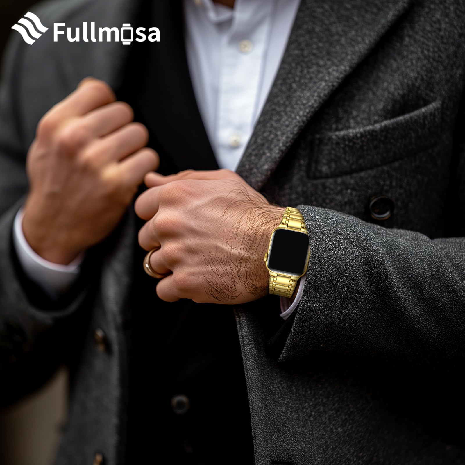 Fullmosa Compatible with Apple Watch Straps 41mm 40mm 38mm Stainless Steel Replacement iWatch Bands with TPU Protective Case for SE 3/2/1 Series 9 8 7 6 5 4 3 2 1 - Image 2