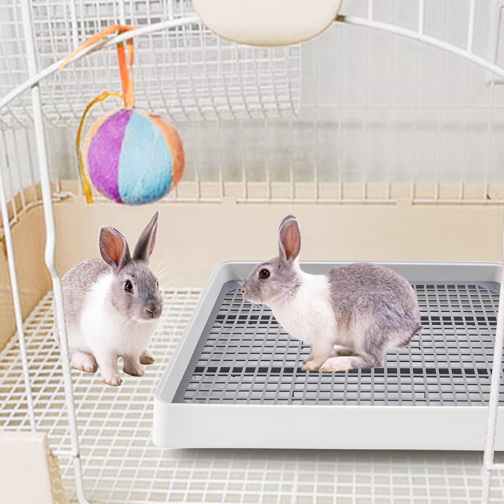 Große Katzentoilette für Käfig, Kaninchenklo, Rost, Toilette mit 10 Stück, rechteckig, Meerschweinchen, Katzentoilette, Katzentoilette für Ratten, Frettchen, Hamster