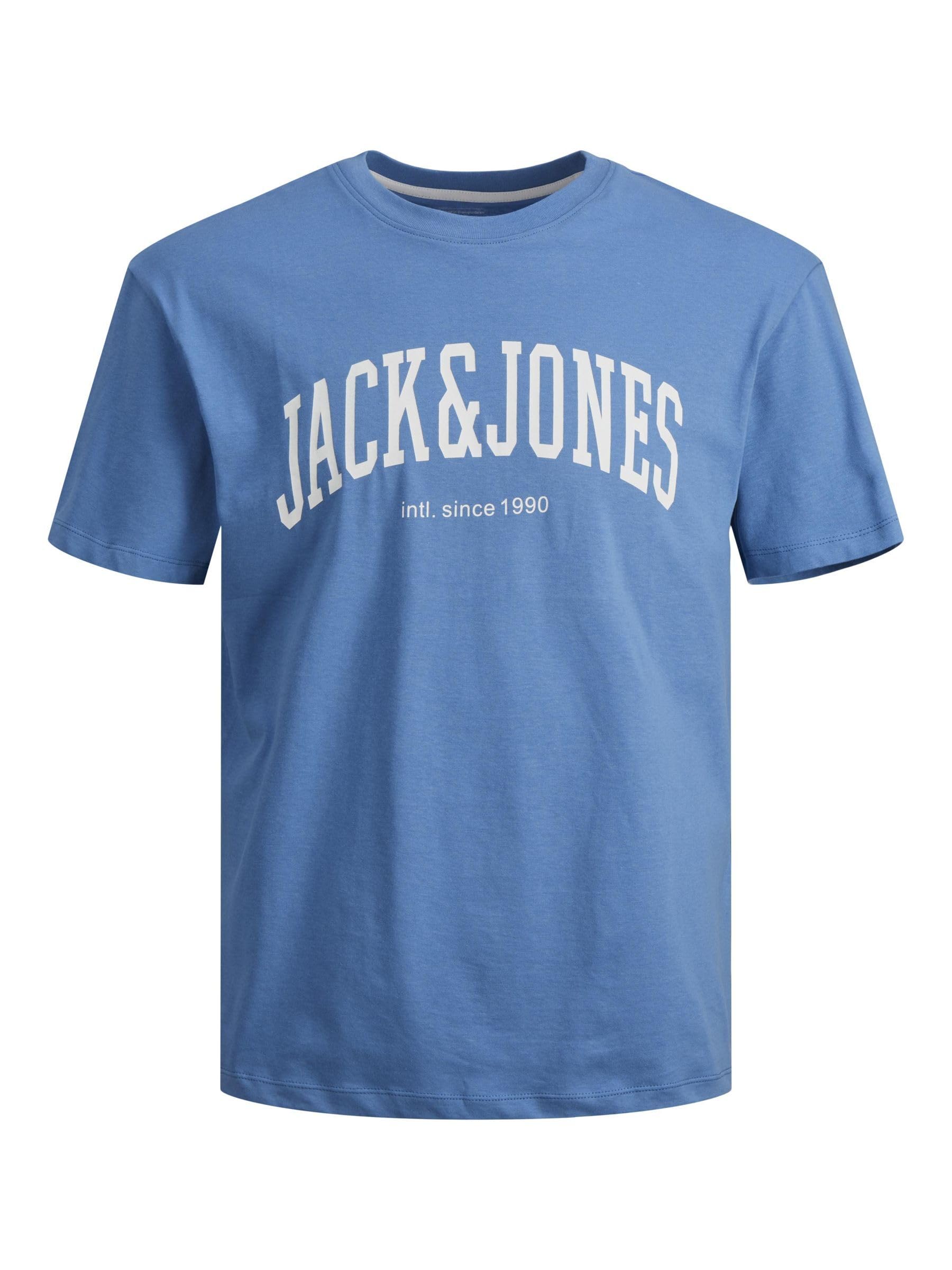 JACK & JONES Male T-Shirt Logo Crew Neck T-Shirt, Pacific Coast, XS
