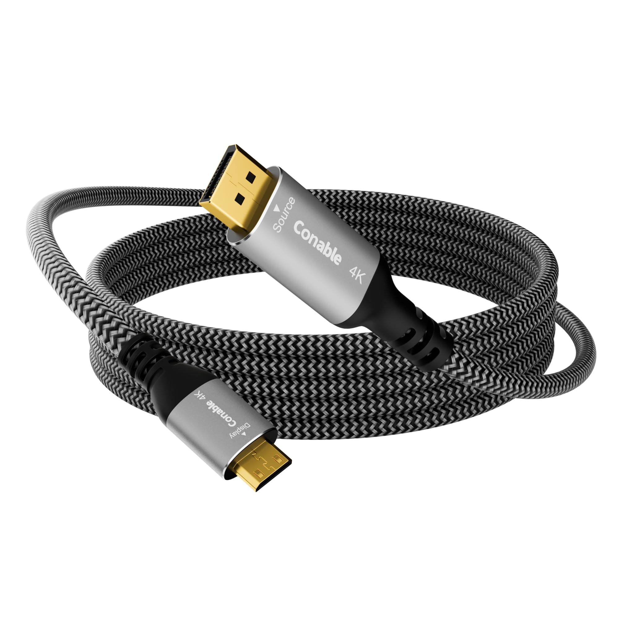 4K DisplayPort to Mini HDMI Cable 4FT, Uni-Directional DP to Mini HDMI Cable. Supports 4K@60Hz, 2K@120Hz, Video UHD, Nylon Braided, for Desktop, AMD,