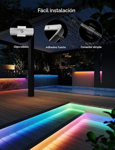 Miniatura 5 de Govee Tira de luces LED para exteriores impermeables, 98.4 pies, luces inteligentes para exteriores que funcionan con Alexa y Google Assistant, IP65
