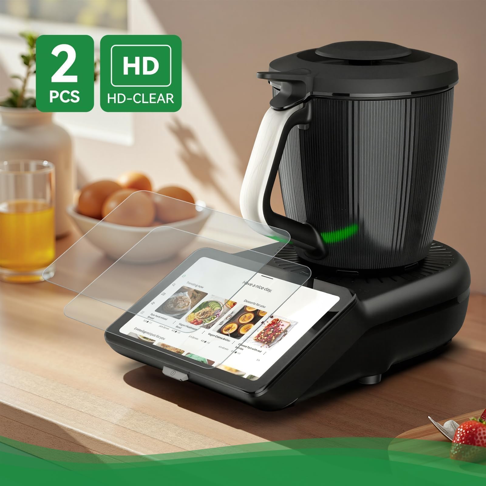 2 Pezzi Pellicola Prottetiva per Vorwerk Bimby TM7, Vetro Temperato 9H, Ultra Trasparente Pellicole Protettiva per Display TM7, Anti-Graffio, Anti-Impronta, Kit di Installazione Facile Incluso