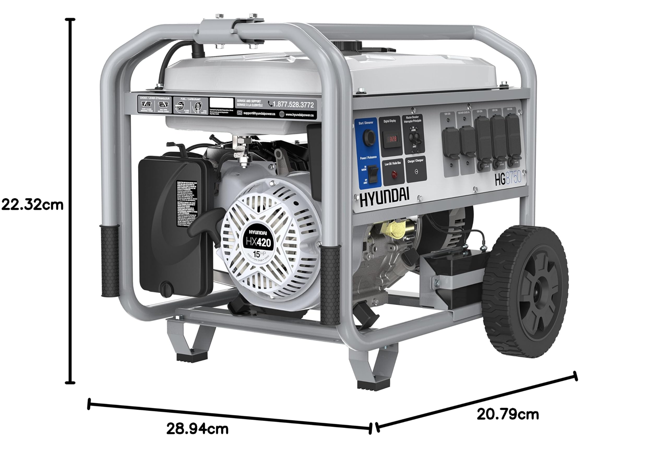 Hyundai HG8750 Electric Start Portable Gas Powered Generator, 7000
