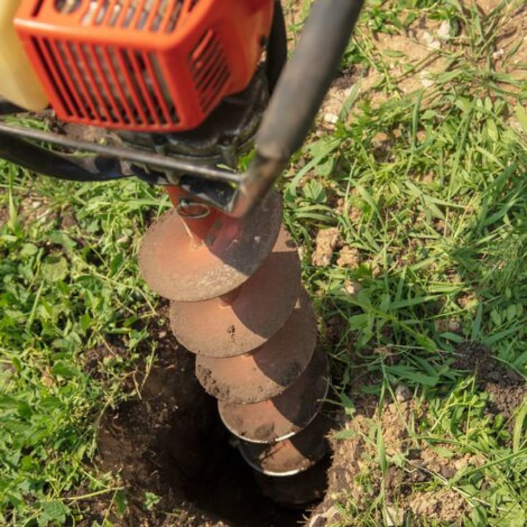 Trivella a scoppio con motore da 52cc 2 tempi con prolunga da 50 cm e 3 punte intercambiabili da 100-150-200mm