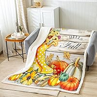 Vista 11 de Manfei Manta de otoño con botas amarillas y hojas de calabaza, manta de cama para niños y niñas, manta de tablones de madera azul para sofá, manta