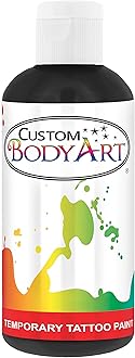 Custom Body Art Black Airbrush Body Paint 8oz - Alcohol-Based, Waterproof, Body Paint for Adults, Cosplay, Temporary Tattoos