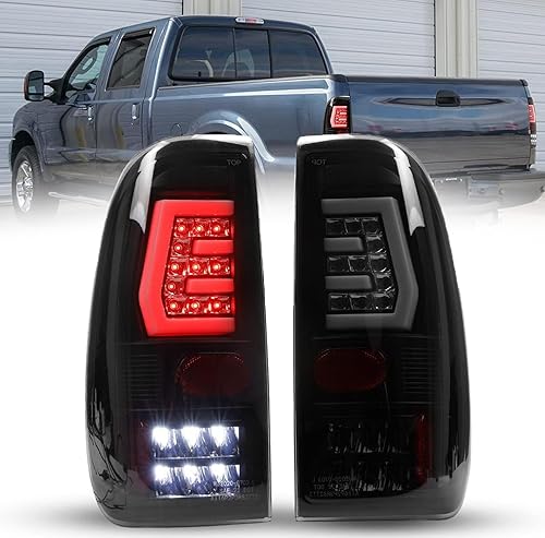 ROXX - Para ahumados 1997-2003 Ford 150 99-07 F250 F350 Superduty LED luces traseras montaje (lado del conductor y del pasajero) (carcasa negralente