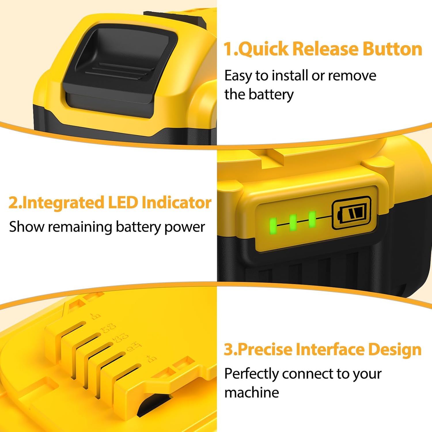 8000mAh 20V Max Battery Alternative - Fits Dewalt Tools Such as DCB200, DCB206, DCB207, DCB205, DCB204, and DCB180 Series