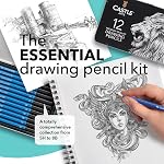 Castle Art Supplies 12 Pièce Graphite Set de crayons dessin pour adultes – Débutants et avancés: présentation dans un boîtier en métal robuste, compact et attrayant