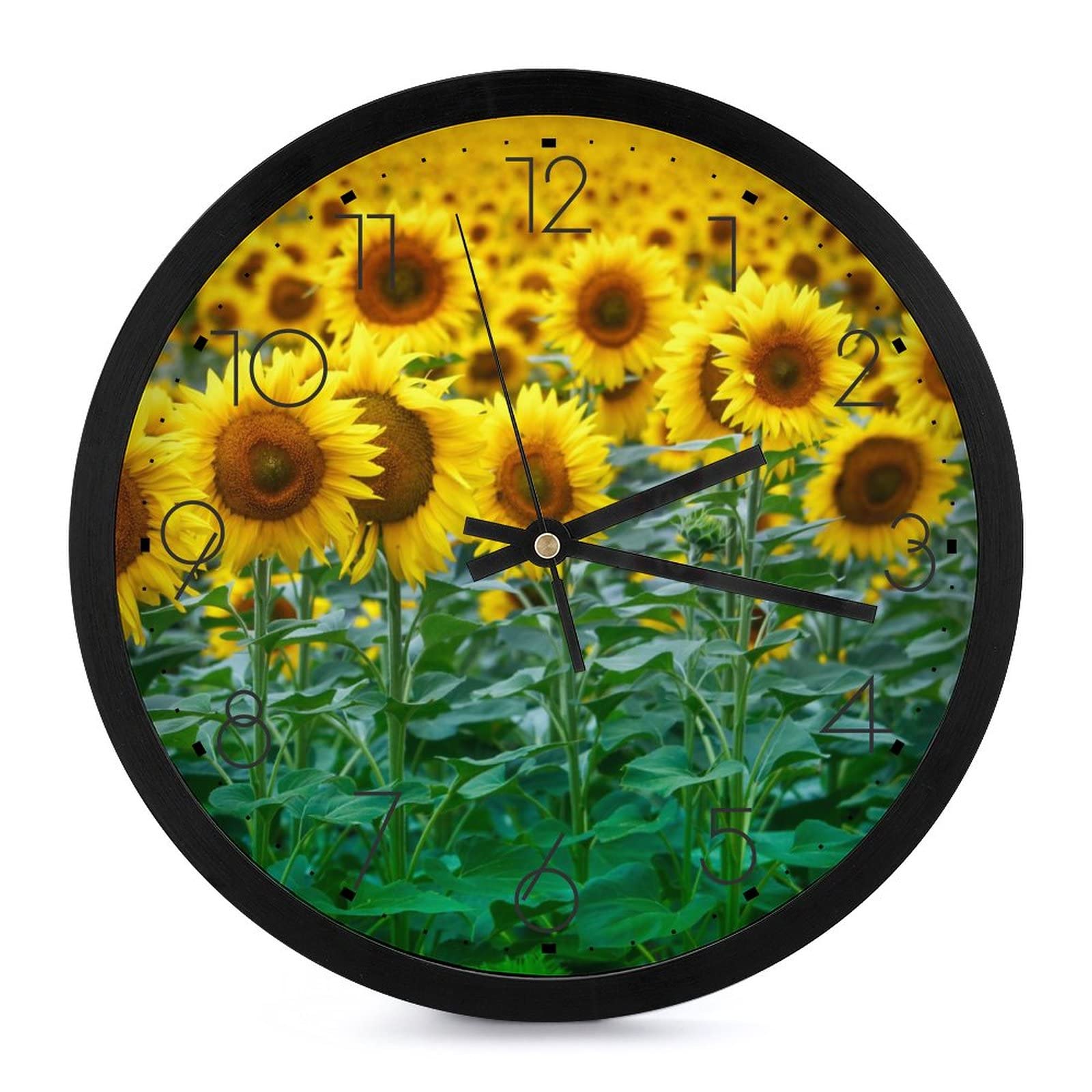 Horloge murale ronde tournesol silencieuse pour une chambre paisible