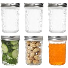 Hniuyun Mason Jars 8 oz, 6 Pack 240ml Canning Jars Jelly Jars With Regular Lids, Clear Glass Storage Containers for Fermenting, Pickling, Overnight Oats, Jam, Shower Favor