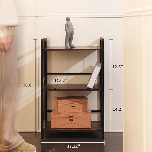 Miniatura 2 de homsorout Estantería pequeña corta  Estantería de 3 niveles para espacios pequeños, estante de metal industrial estrecho organizador de