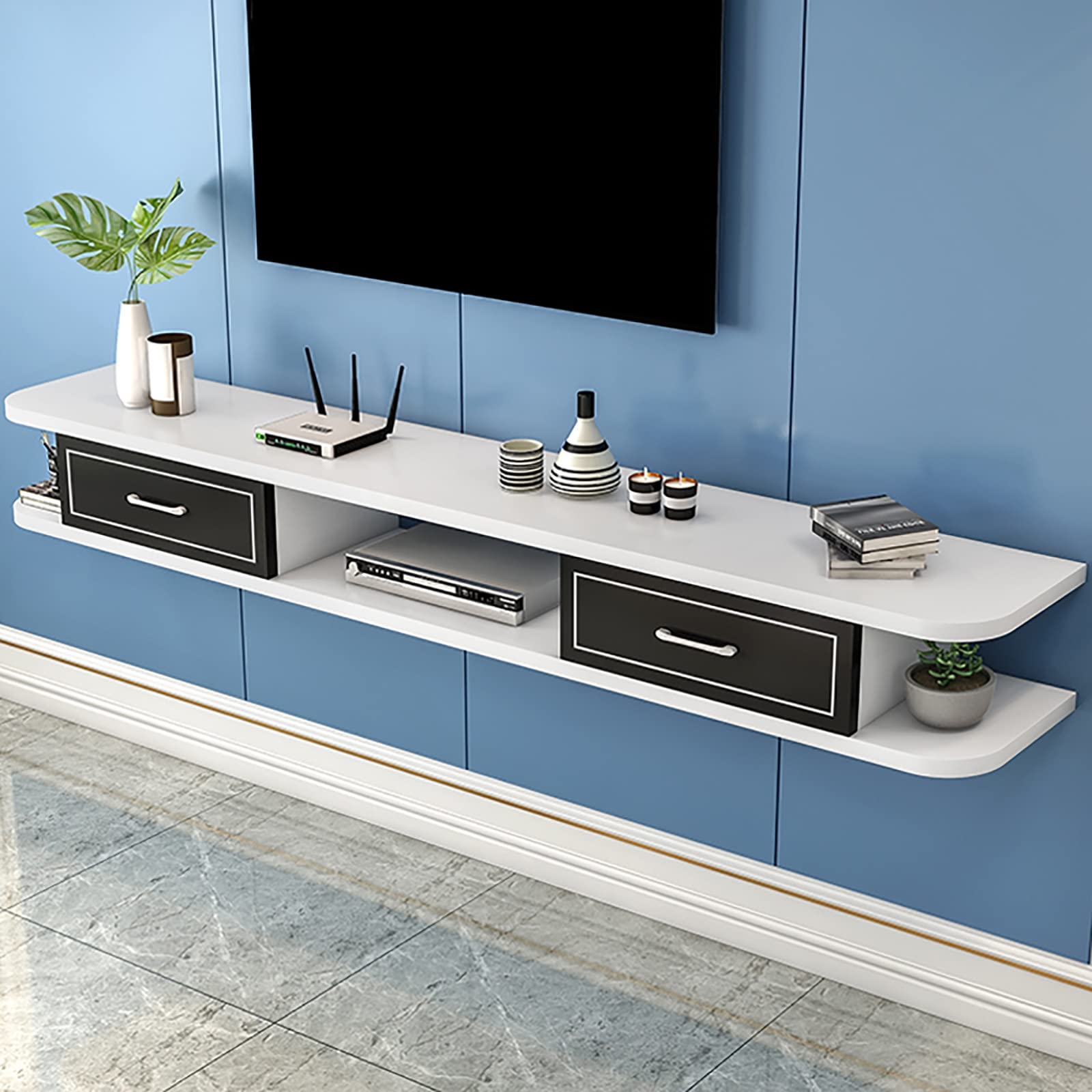 Genérico Soporte de TV Flotante montado en la Pared/Mueble de TV, Soporte de TV para Colgar en la Pared, Estante montado en la Pared, con cajón y Unidad de Almacenamiento Consola de Audio/Video Conso
