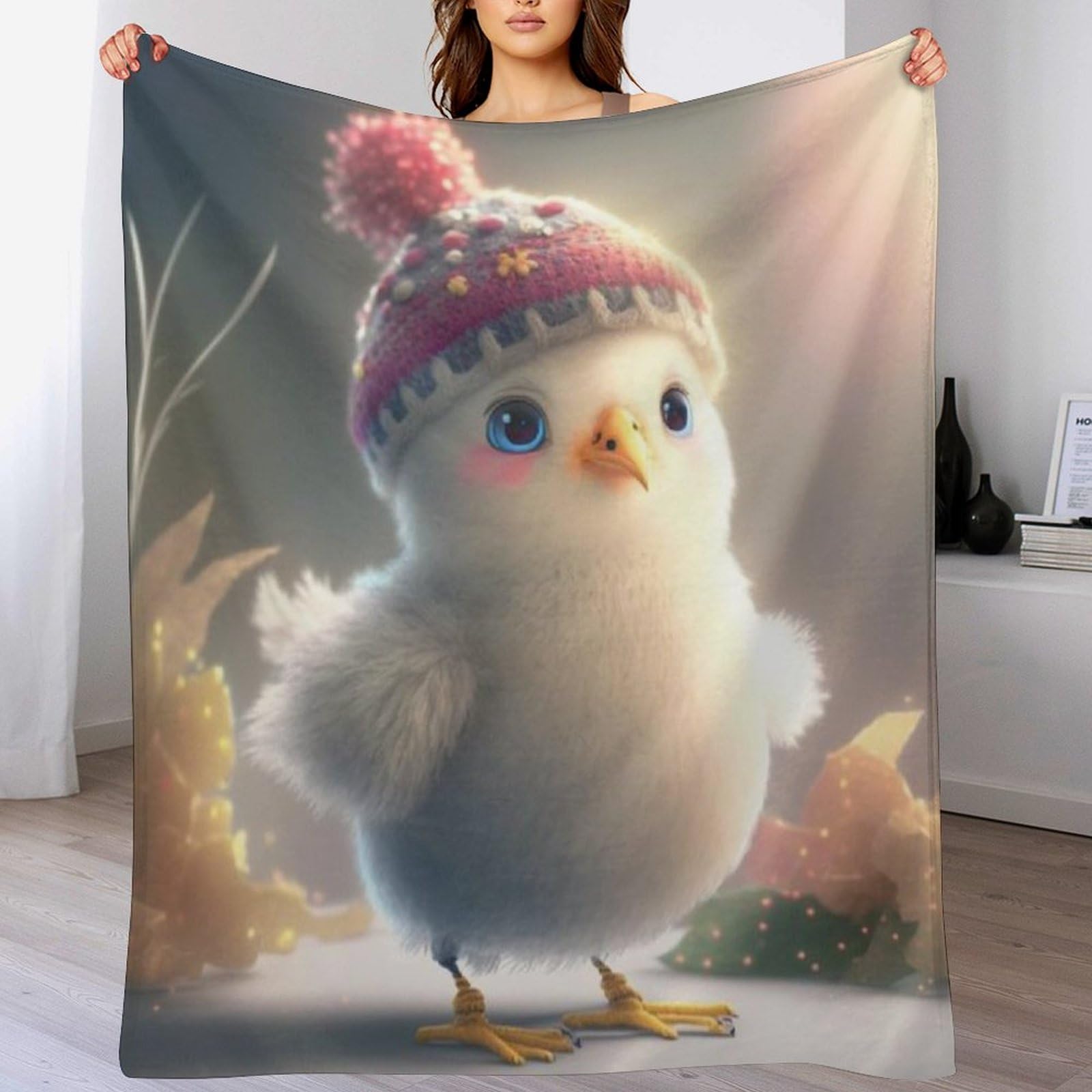 Plaid poulet mignon couverture polaire pour canapé salon et lit douillet