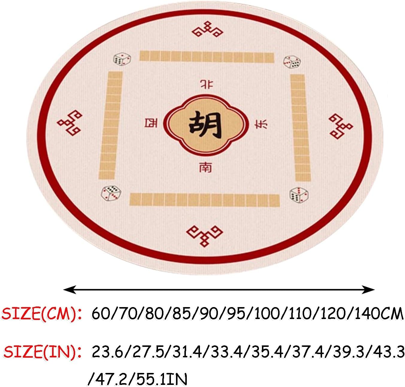 Mahjong Mat Anti Slip and Noise Reduction Table Cover Thickened Mahjong Pad Noise Reduction for Poker Games(Red,85cm)
