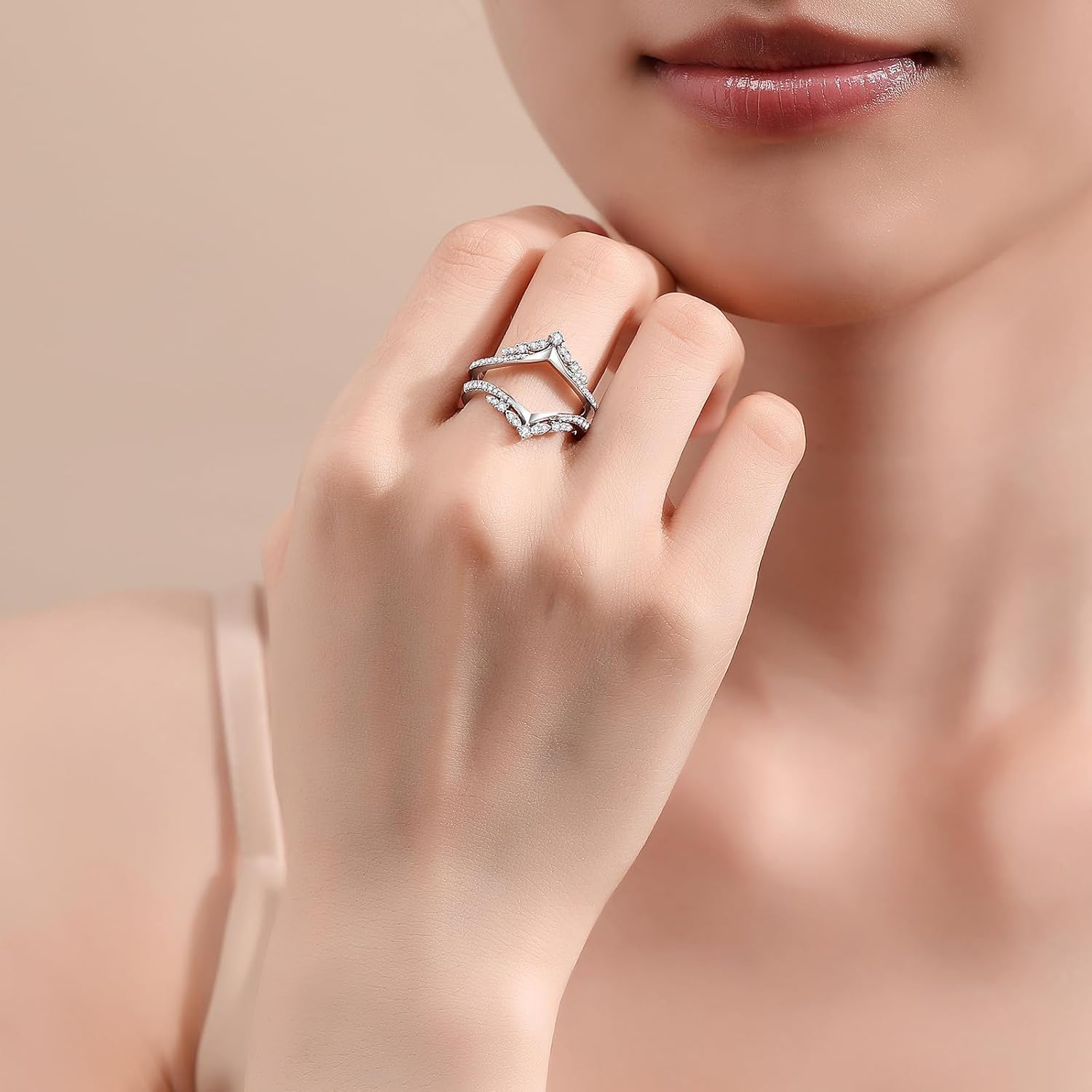 Moissanite Ring Enhancer for Engagement Rings Curved Ring Enhancer for Wedding Bands S925 Sterling Silver 18K White Gold Plated Rings for Wife Women Her - Image 6