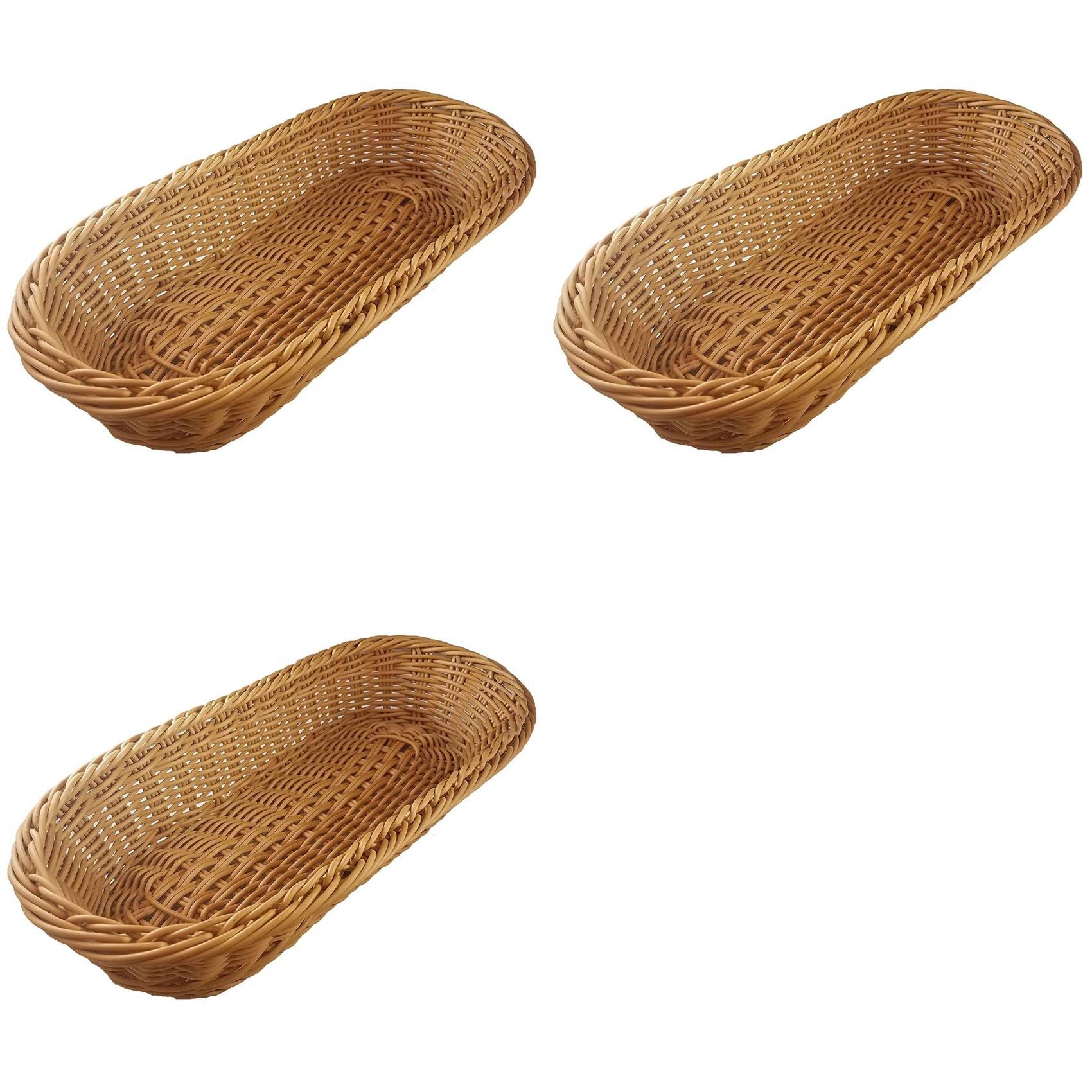 Hndhbfgrt 3X Oval Wicker Woven Basket Bread Basket Serving Basket, 14Inch Storage Basket for Food Fruit Cosmetic Storage Tabletop