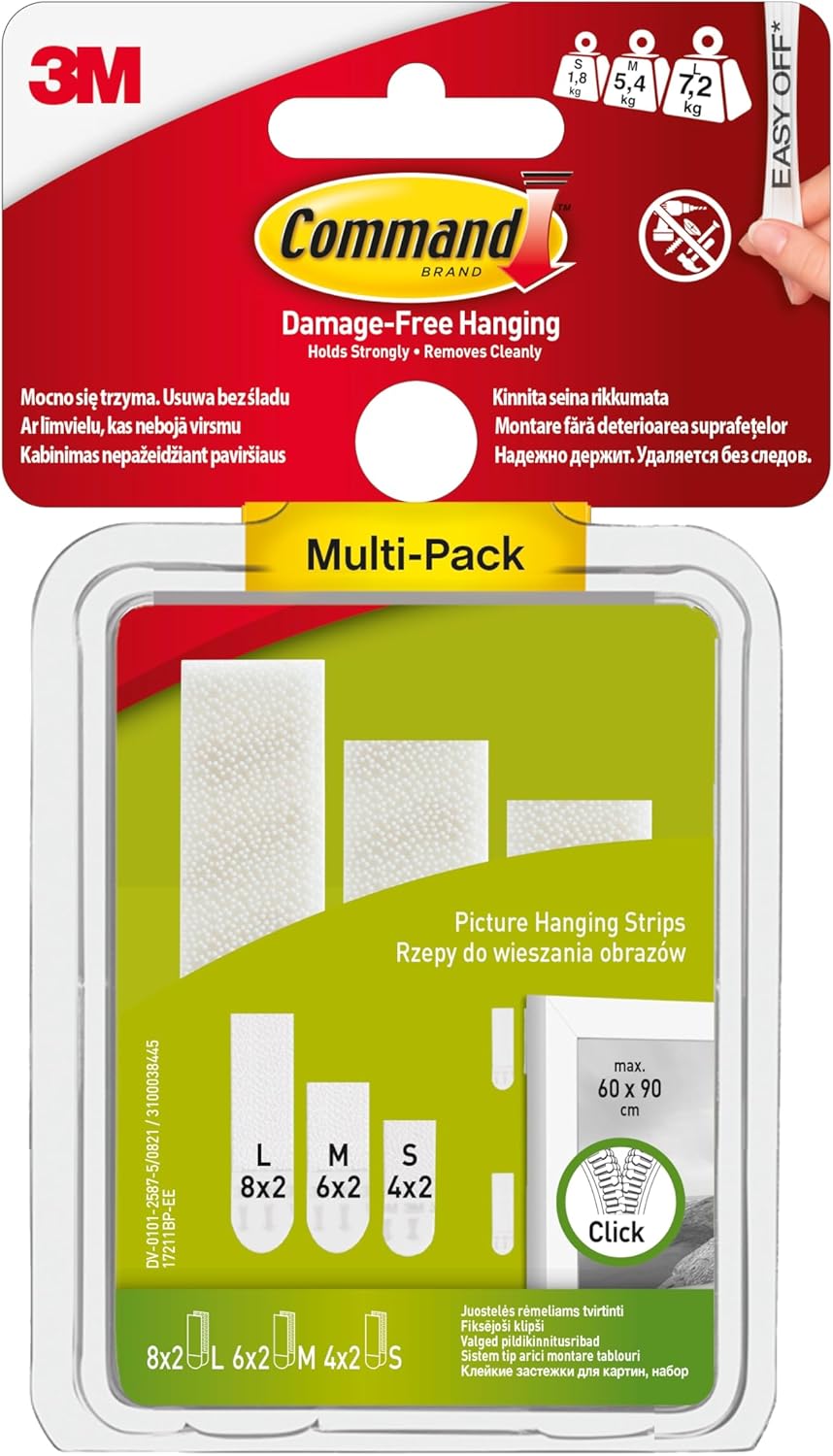 Command Picture Hanging Strips, Value Pack 8 Sets L, 6 Sets M + 4