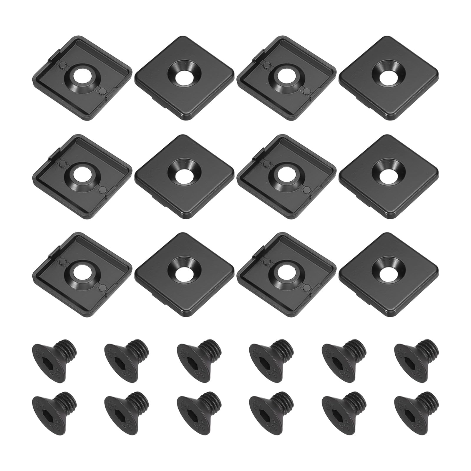sourcing map 12 Pcs 4040 EU Standard T-Slot 9.5mm Hole Dia Aluminum Extrusion End Cap 40x40mm Black for Fish Tank Rack, Storage Rack with Push-in Fastener