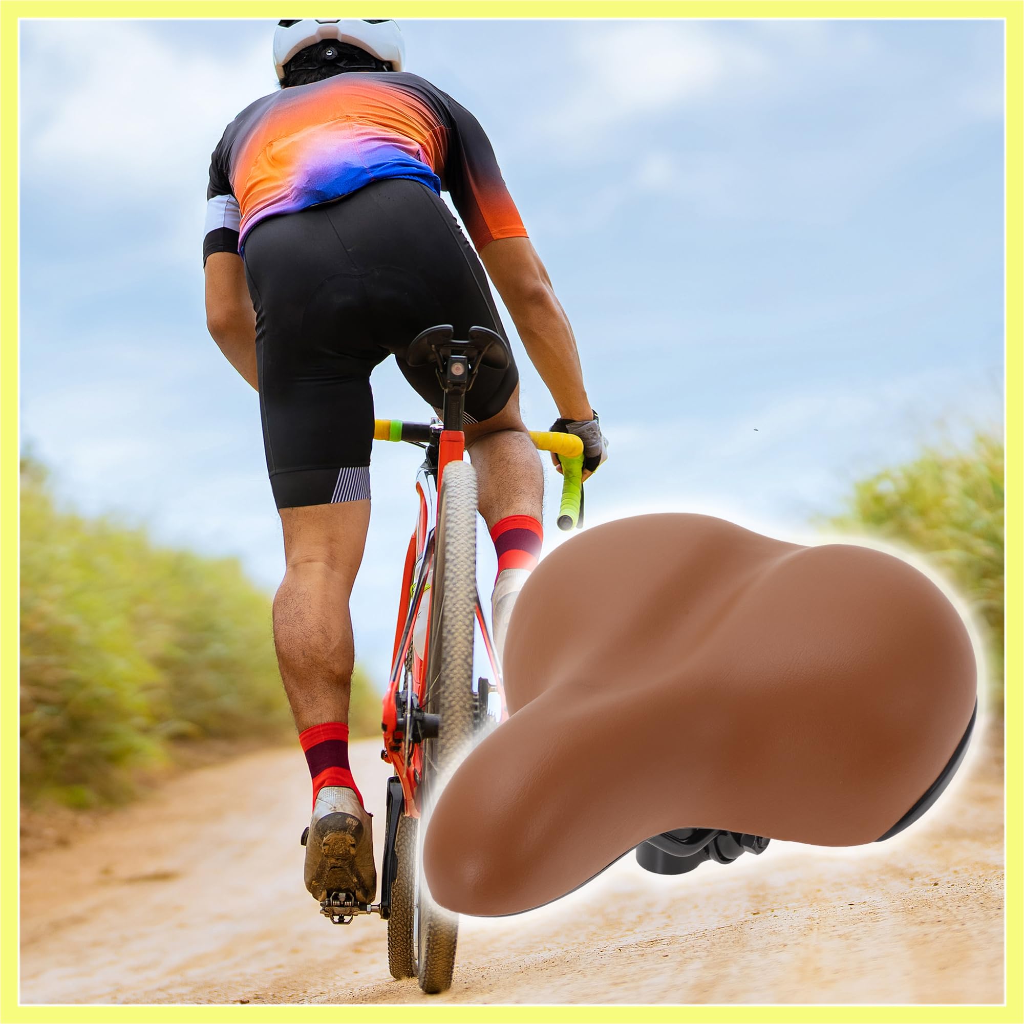 QUARKZMAN 1 Juego De Sillín De Bicicleta Sillín De Bicicleta Impermeable De Poliuretano con Herramientas Sillín De Bicicleta Cómodo con Absorción De Impactos Marrón