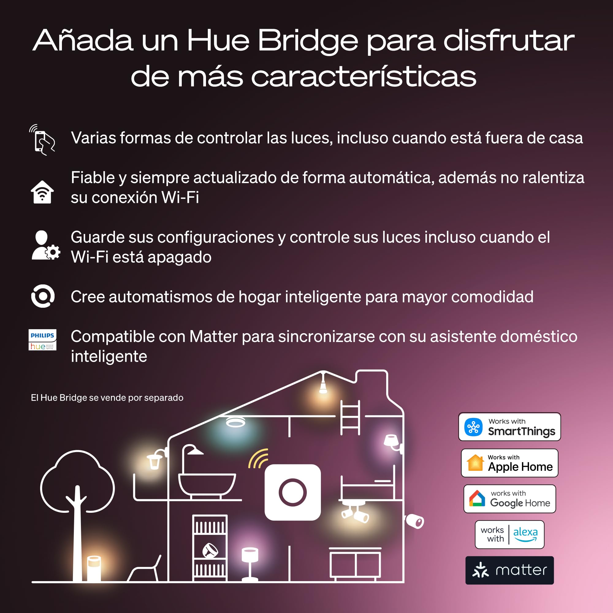 Philips Hue Bombilla LED Inteligente A60, White Ambiance, E27, 8,1 W, luz de espectro completo 1000 K-20.000 K, 1100 lm, regulable, funciona con Alexa, Google Assistant y Apple Home, Pack de 2
