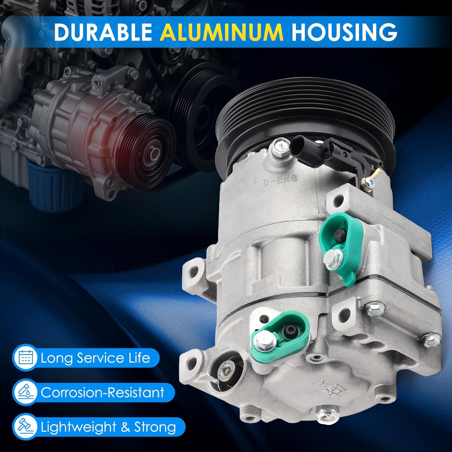 Car A/C Compressor Fit for Hyundai Azera Santa Sonata 2006-2012 for KIA Amanti Magentis Optima Sorento 06-13 Automotive Replacement AC Compressor 977012B300 A/C Compressor for Car CO 10916C