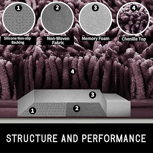 Miniatura 139 de Yimobra Juego de 2 alfombras de baño, alfombra de baño suave y absorbente y alfombra de inodoro en forma de U con respaldo antideslizante, alfombras